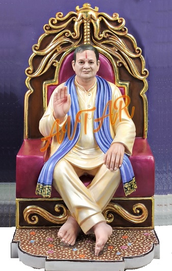 Guruji Sitting Marble Statue on Throne